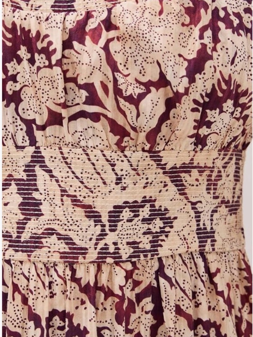 Ulla Johnson Amaranthus Floral Midi Dress Burgundy Cream - Picture 4 of 9